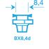 Bec 12 V soclu din plastic BX 8,4d